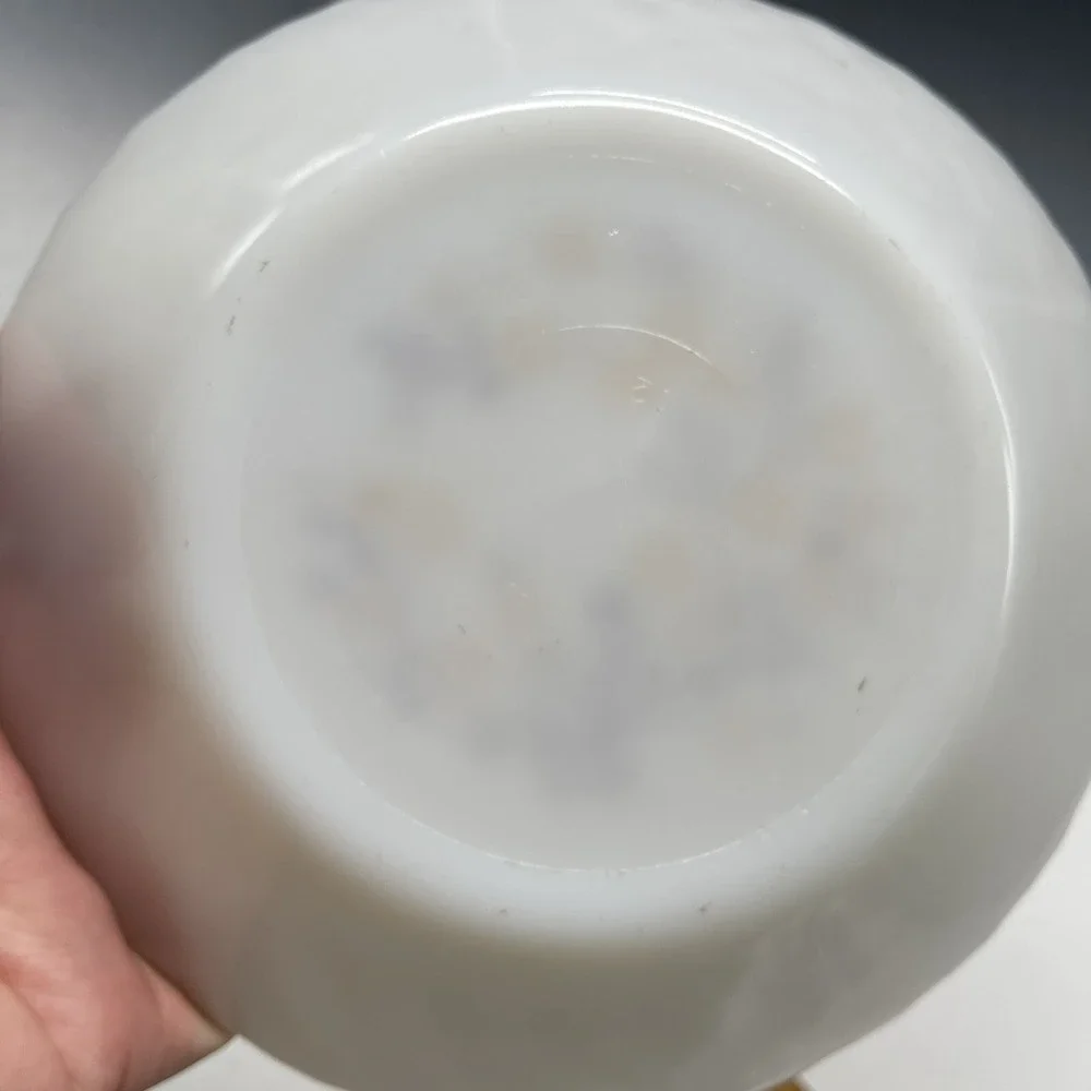 (1) Termocrisa‎ Milk Glass Floral SOUP BOWL Mexico Mid Century Retro Swirl Edge